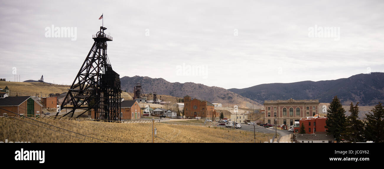 Strutture e colline che fanno parte del Butte, Montana Foto Stock