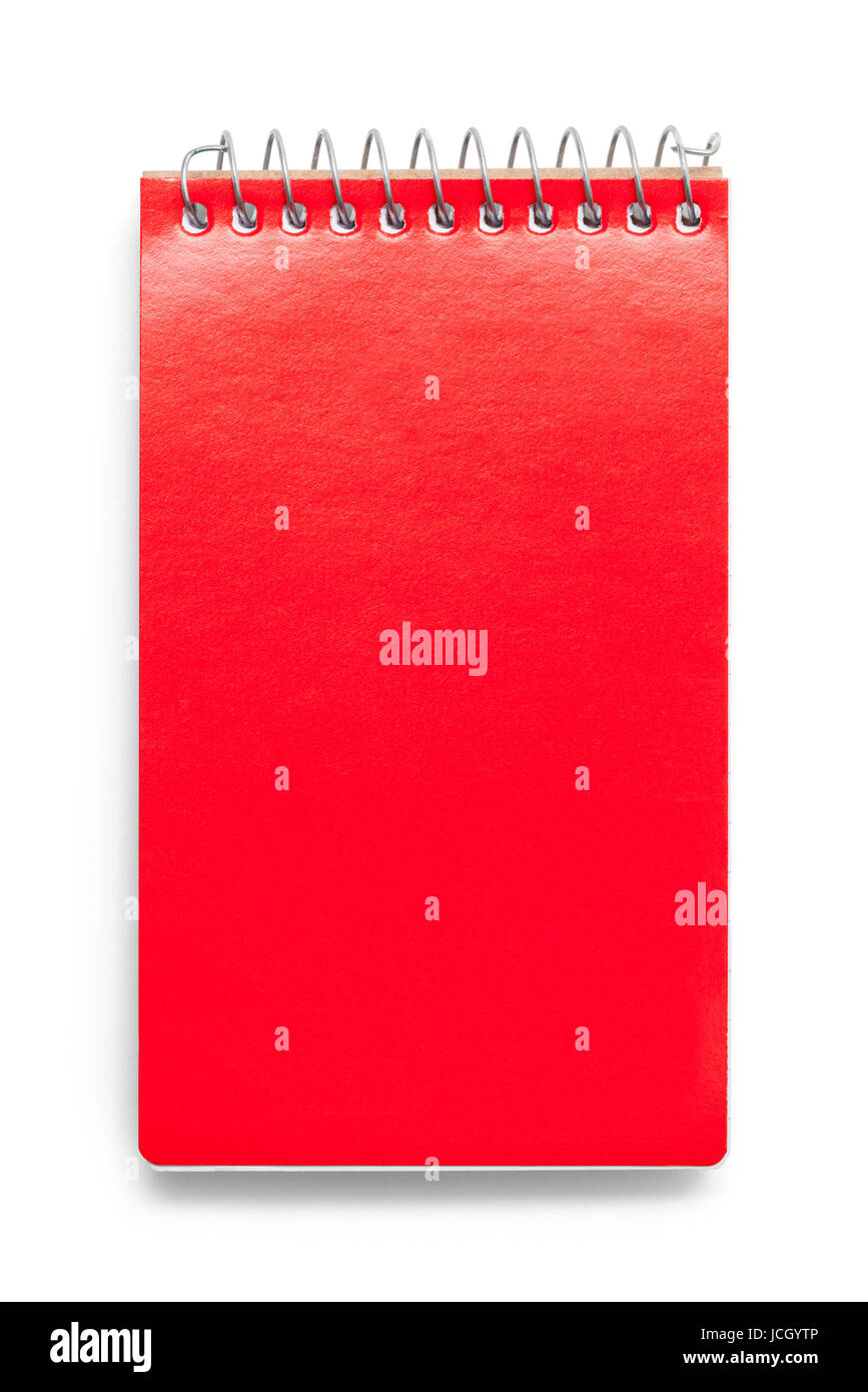 Rosso chiuso Appunti isolati su sfondo bianco. Foto Stock