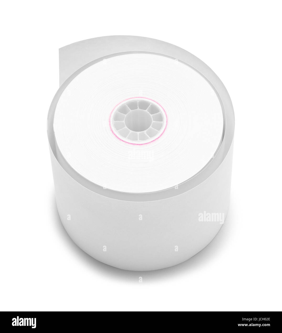 Rotolo di nastro stampante isolati su sfondo bianco. Foto Stock
