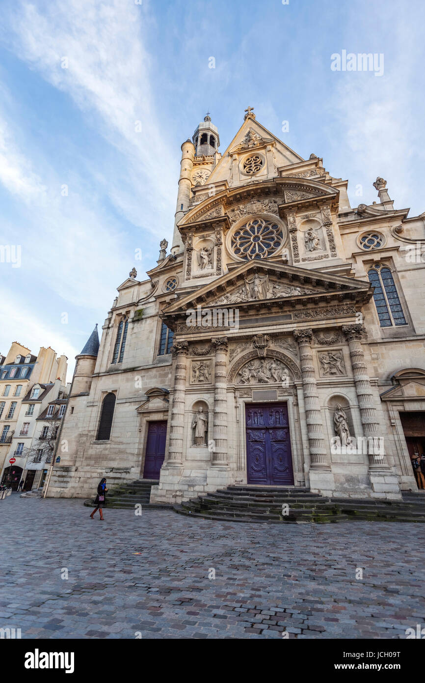 Il Saint Etienne du Mont chiesa,montagne Saint Geneviève, Parigi, Francia Foto Stock