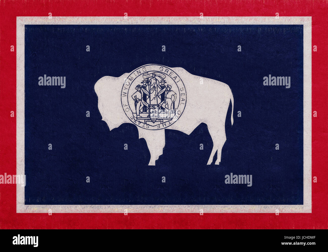 Illustrazione di un flag di stato del Wyoming in America con un look grunge. Foto Stock