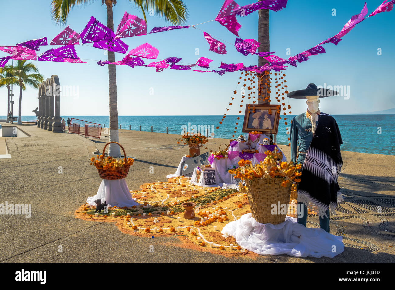 Il giorno dei morti (Dia de los Muertos) decorazione - Puerto Vallarta, Jalisco, Messico Foto Stock