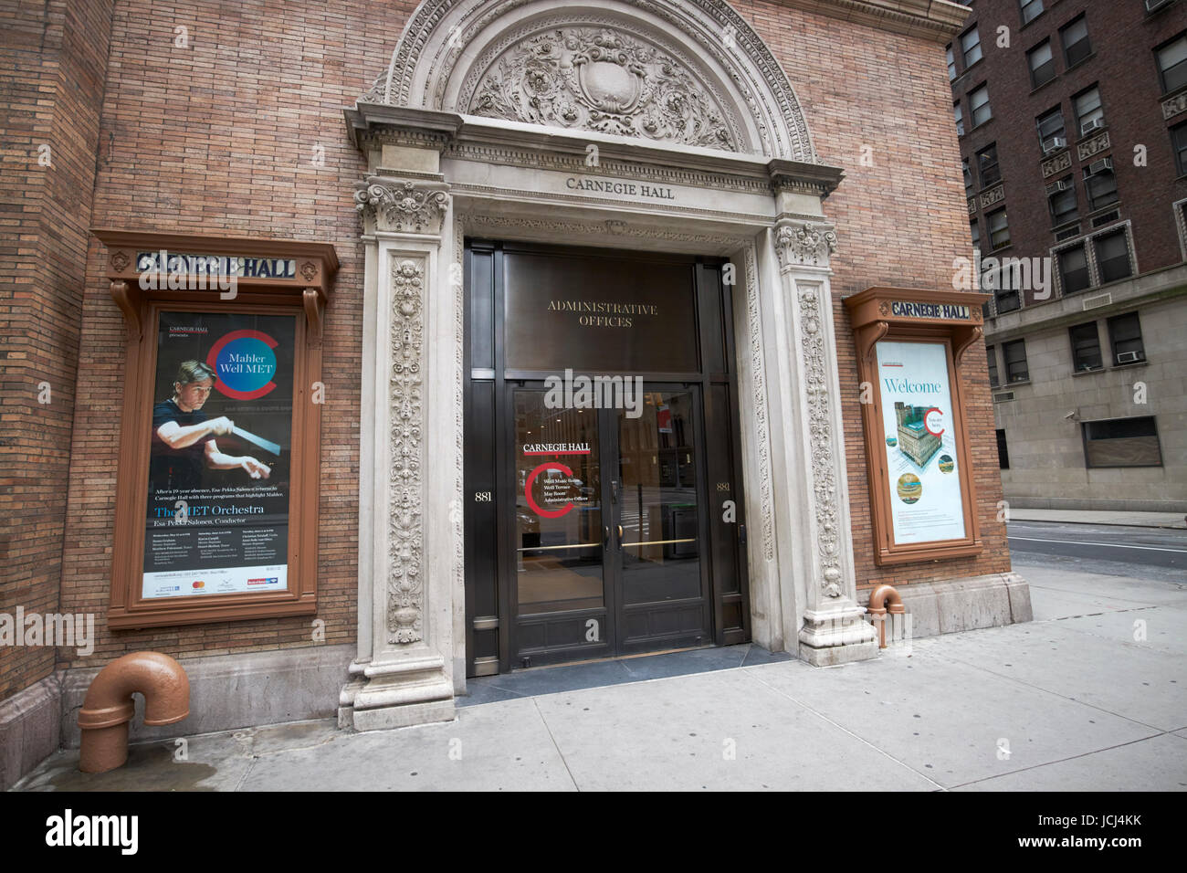 Carnegie hall sede uffici amministrativi ingresso New York City USA Foto Stock
