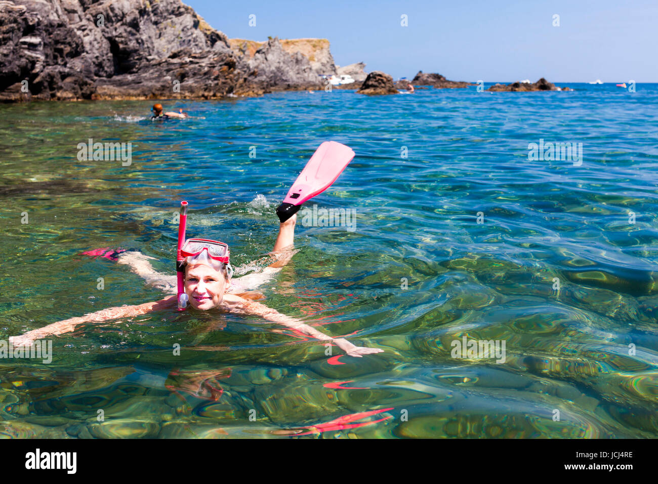 Snorkeling nel Mar Mediterraneo, Francia Foto Stock