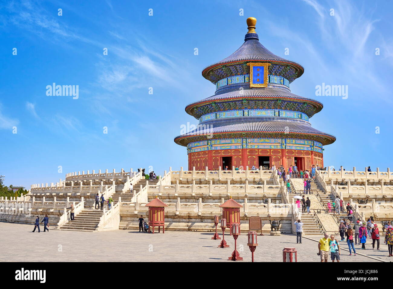 Tempio del Paradiso (Tian Tan), la sala di preghiera per i buoni raccolti, UNESCO, Pechino, Cina Foto Stock