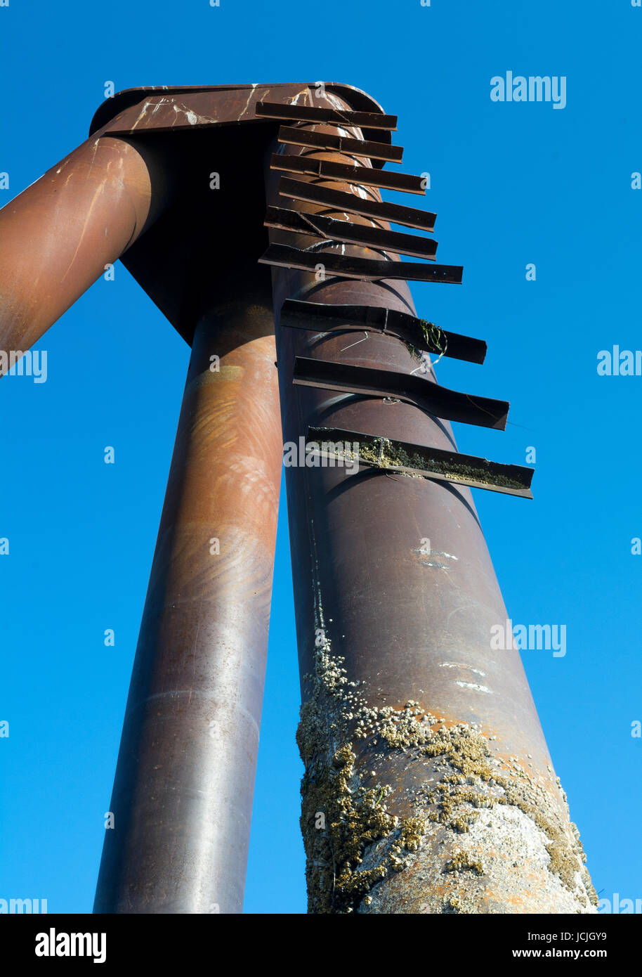 Piegare i pioli metallici servono come una scala fino a dimensioni nave palificate. Foto Stock