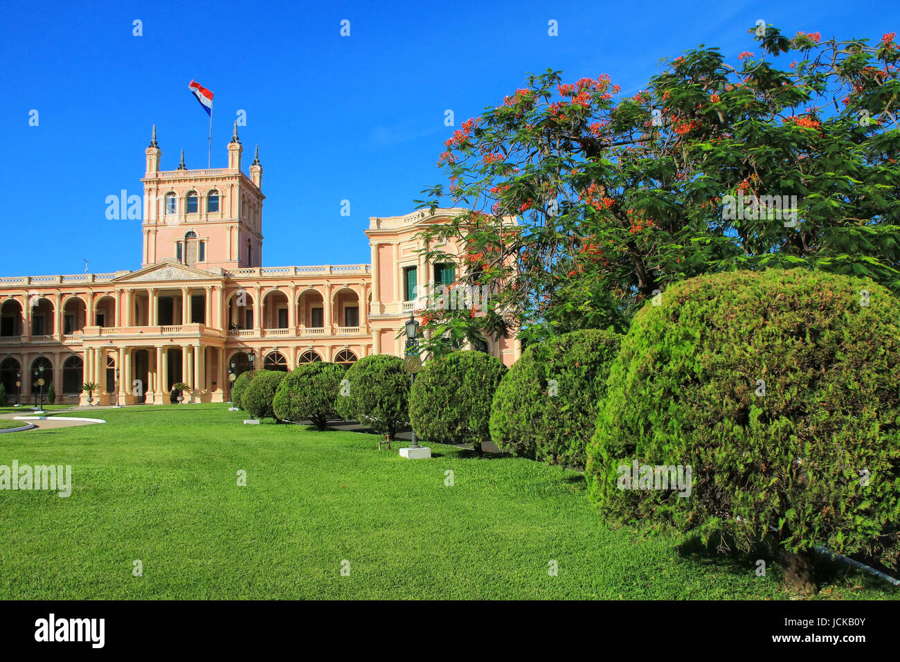 Palazzo Presidenziale ad Asuncion in Paraguay. Essa serve come luogo di lavoro per il presidente e il governo del Paraguay. Foto Stock