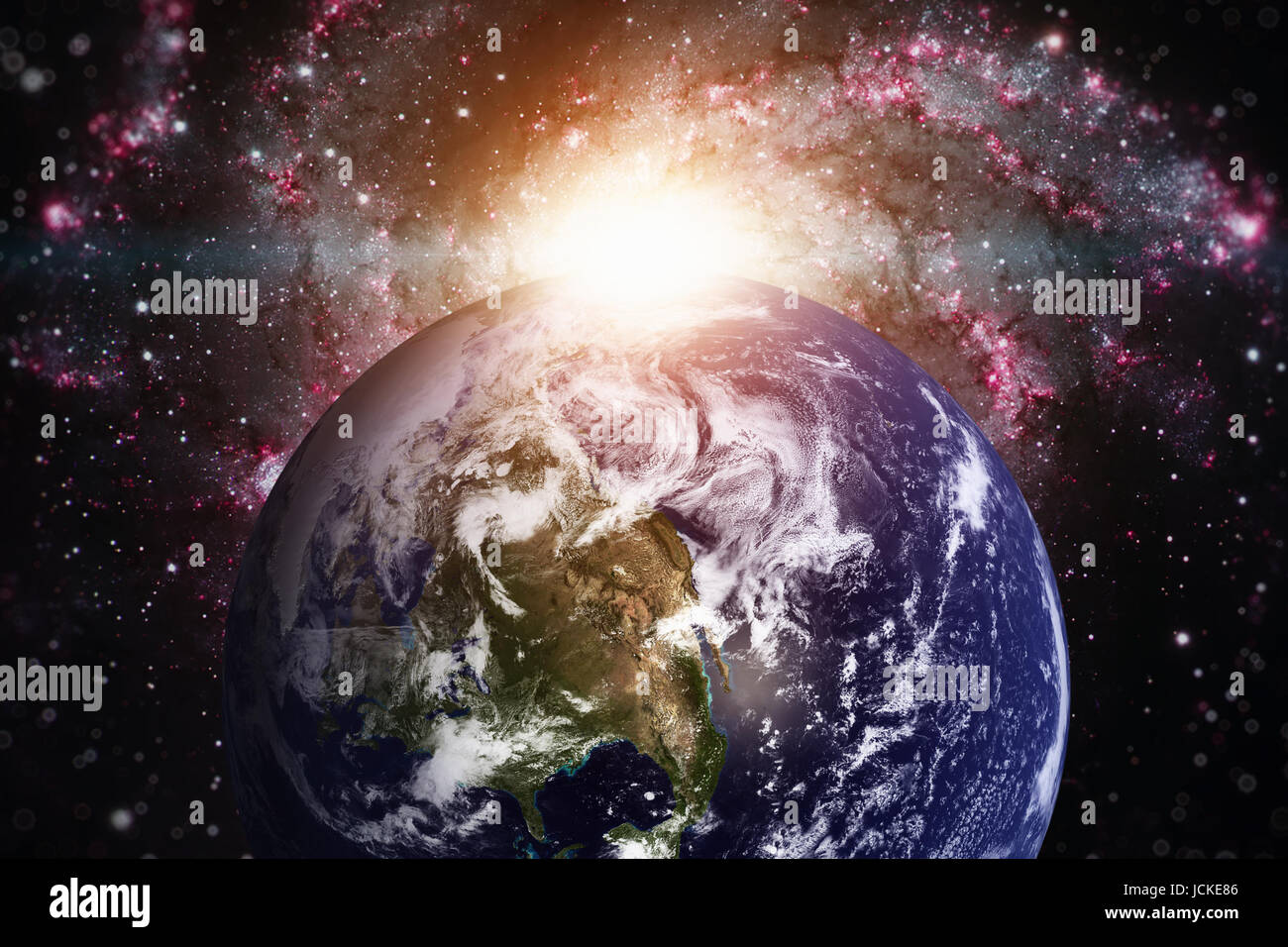 Sistema solare - il pianeta Terra. La terra è il più grande e il più denso dei pianeti interni. Ha un satellite naturale, la luna. Gli elementi di questa immagine fur Foto Stock