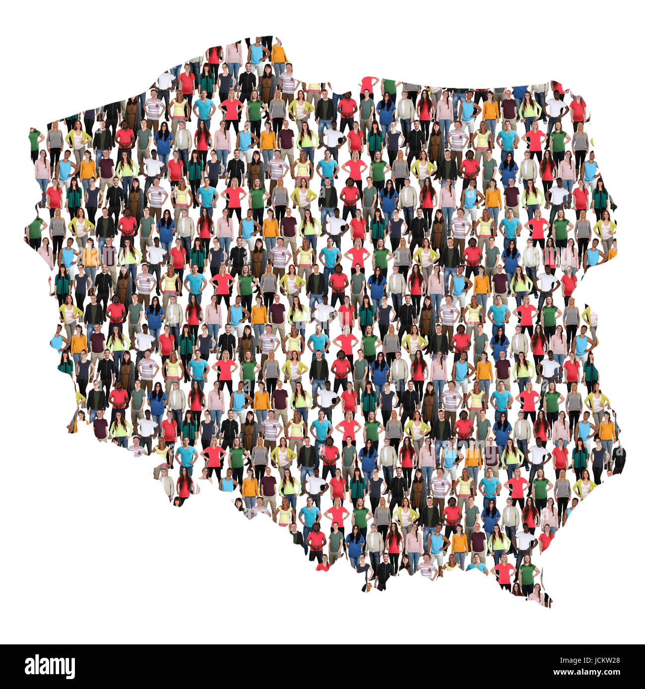 La polonia mappa gruppo multiculturale di integrazione delle persone di immigrazione isolato di diversità Foto Stock