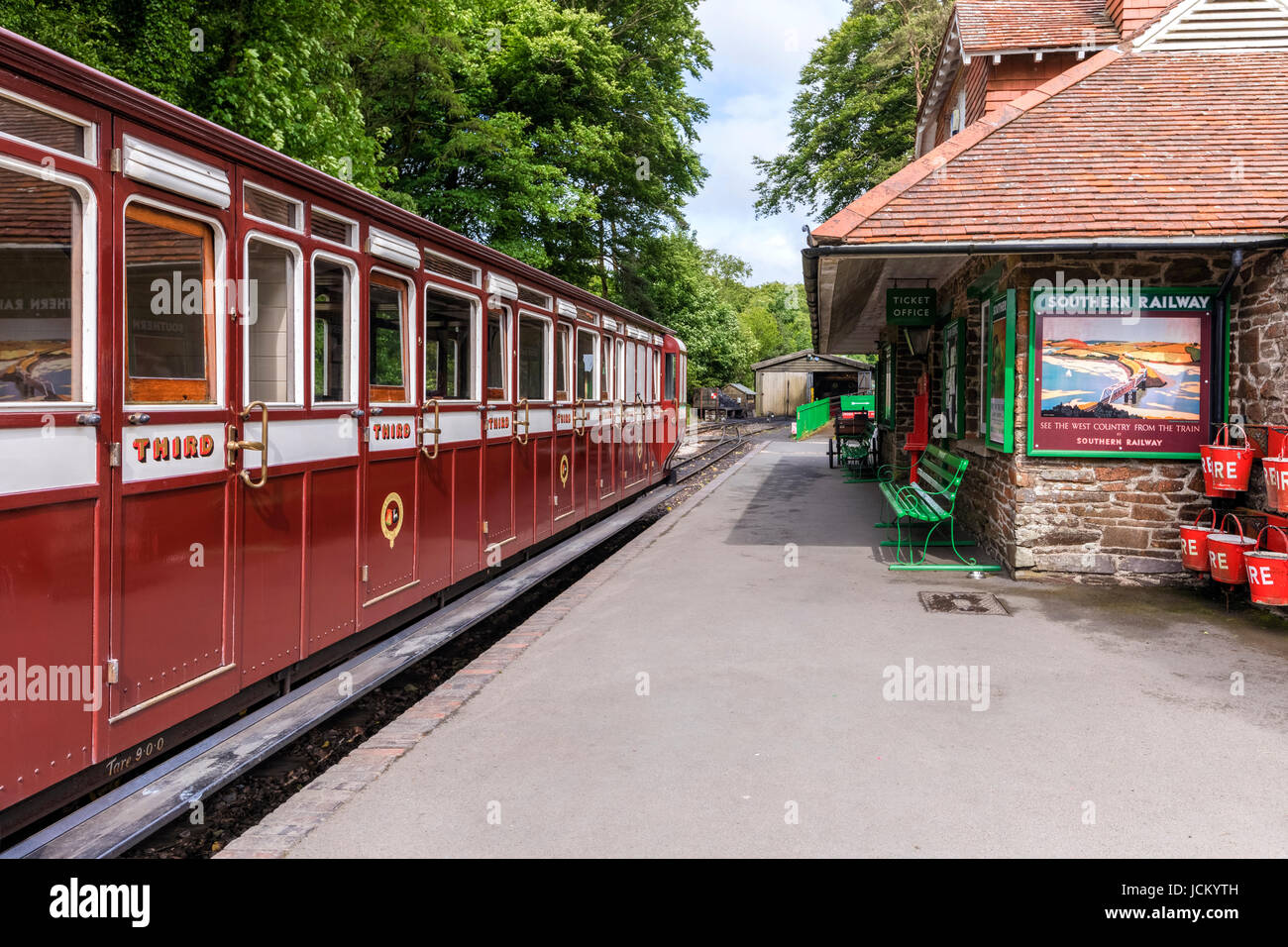 Woody Bay stazione ferroviaria, Lynton, Exmoor, Devon, Inghilterra, Regno Unito Foto Stock