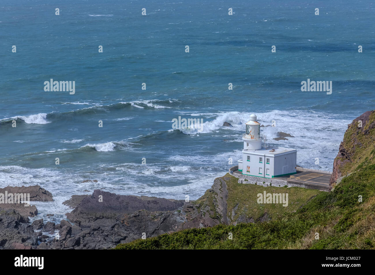 Hartland Point, faro, Devon, Inghilterra, Regno Unito Foto Stock