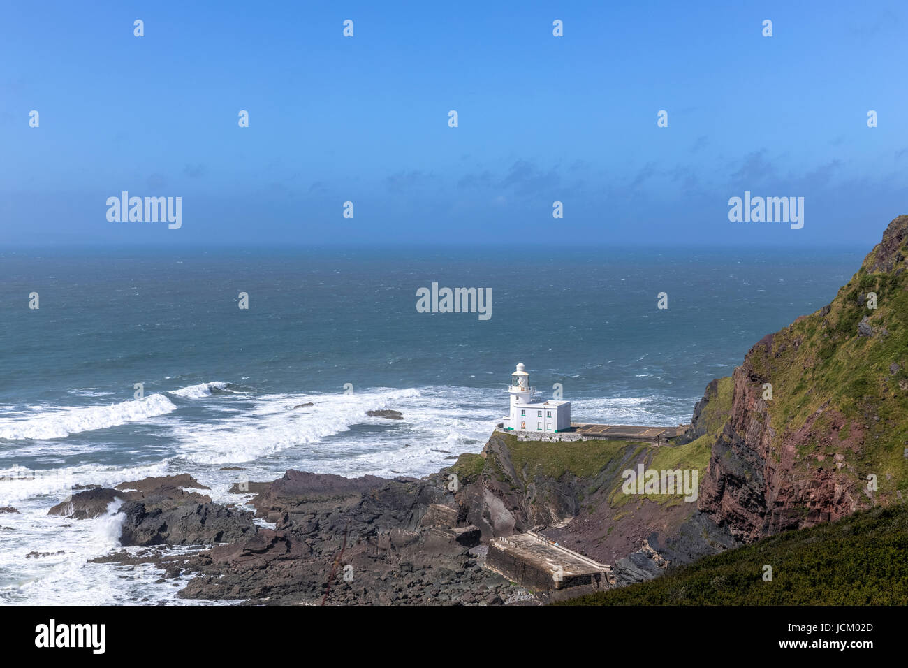 Hartland Point, faro, Devon, Inghilterra, Regno Unito Foto Stock