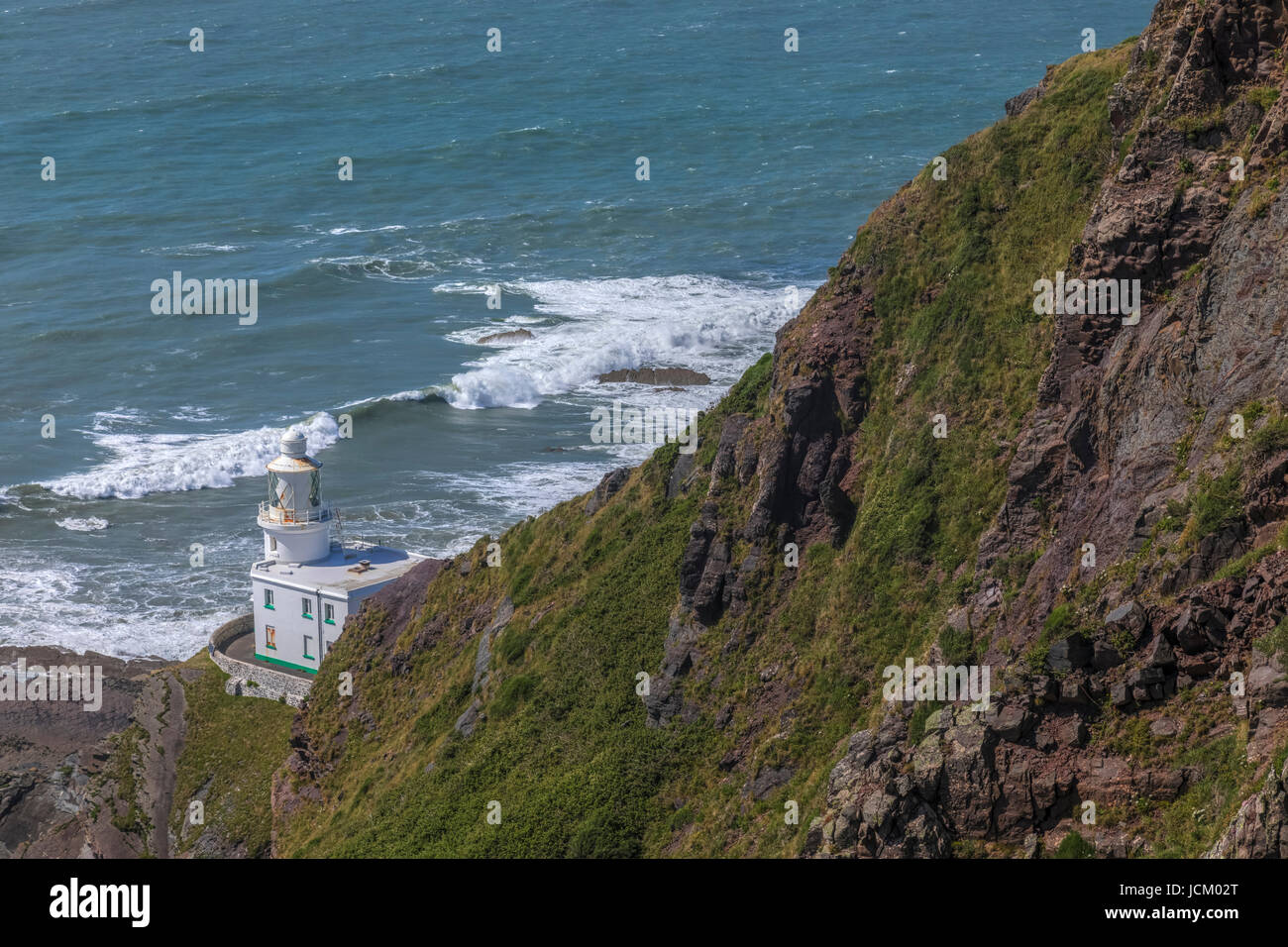 Hartland Point, faro, Devon, Inghilterra, Regno Unito Foto Stock