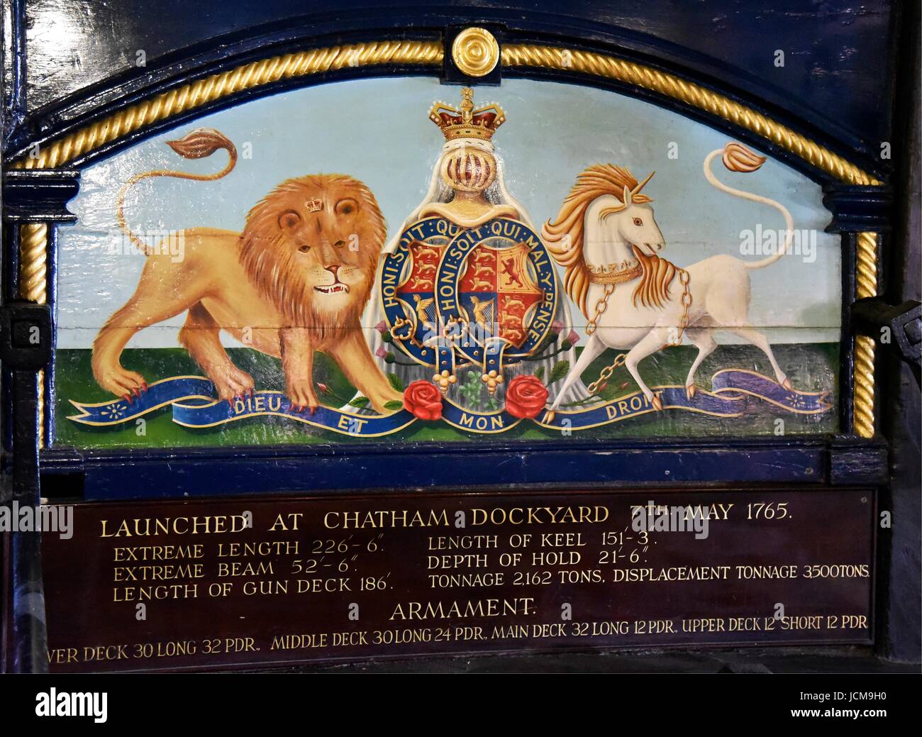 HMS Victory 104-gun primo tasso di nave di linea della Royal Navy lanciato 1765. Nelson nave ammiraglia, Trafalgar 1805 Foto Stock