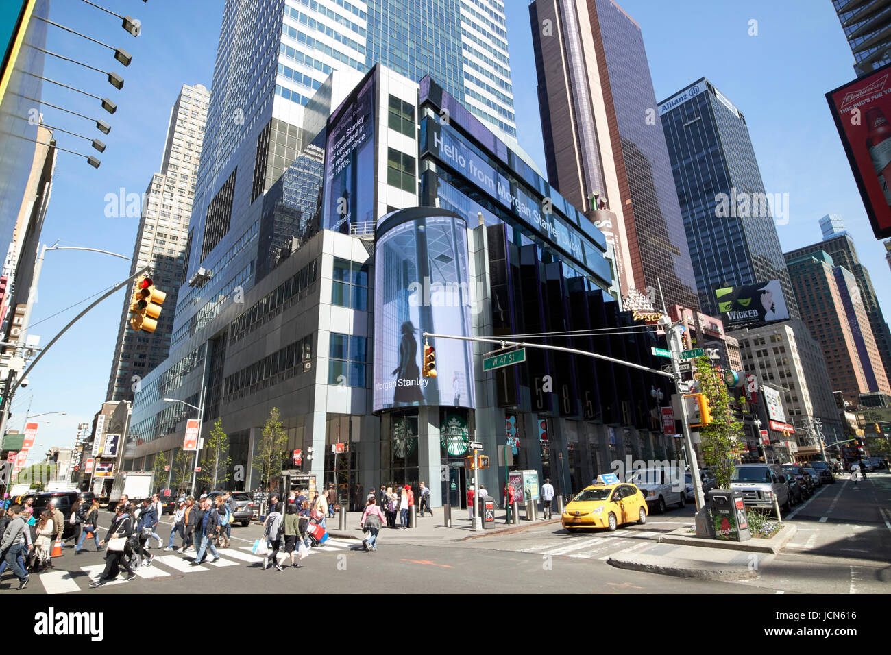 1585 Broadway la Morgan Stanley edificio Times Square a New York City USA Foto Stock