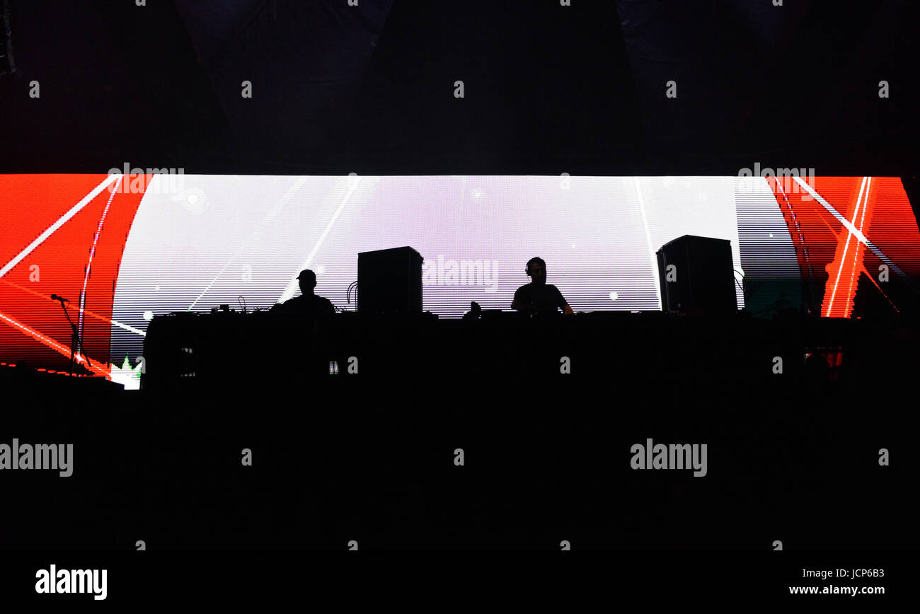Las Vegas, Nevada, 16 Giugno 2017 - Stagliano DJ sul palco di EDC Las Vegas - Photo credit: Ken Howard Immagini/Alamy Live News Foto Stock