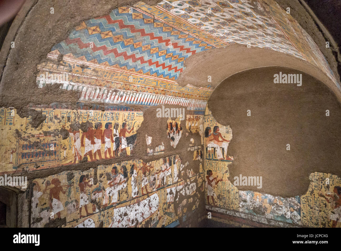 All'interno di una antica tomba egizia, Museo Egizio di Torino , Italia Foto Stock