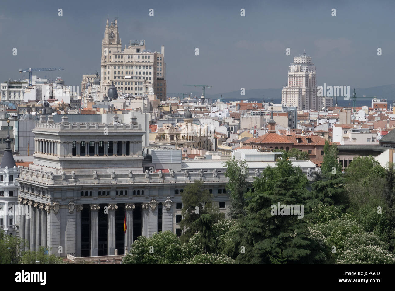 Viste dal tetto di Madrid dal Palacio de Cibeles Foto Stock