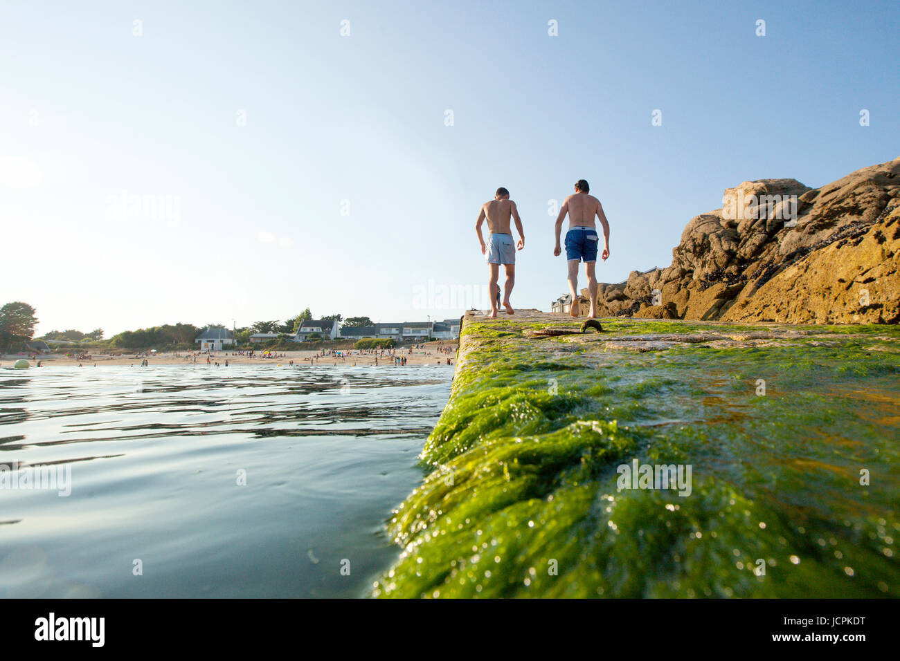 Pérello cove che offre un bel tratto di sabbia. Meno conosciute e meno affollata rispetto alla vicina spiaggia di Perello. Foto Stock