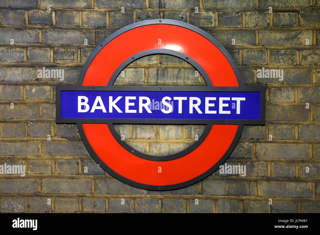 La stazione della metropolitana di Baker Street segno, London, England, Regno Unito Foto Stock