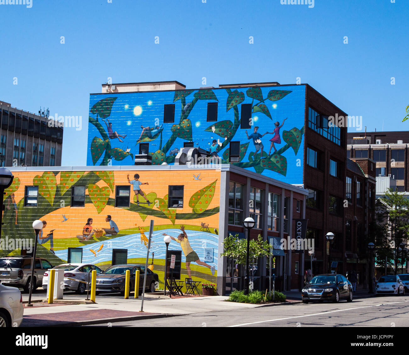 Pitture Murali grazia la parete edilizia di Ann Arbor Michigan Foto Stock