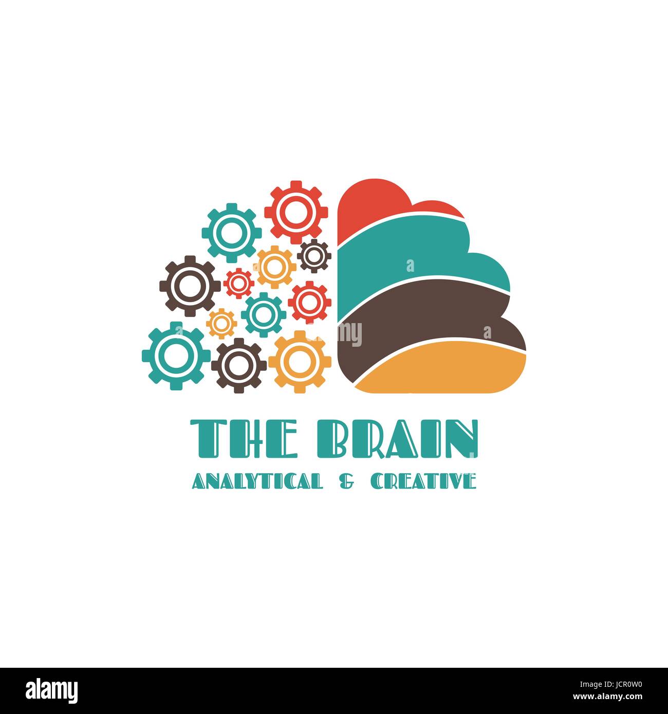 Icona del cervello, a sinistra e a destra del cervello, concetti, isolati su sfondo bianco Illustrazione Vettoriale