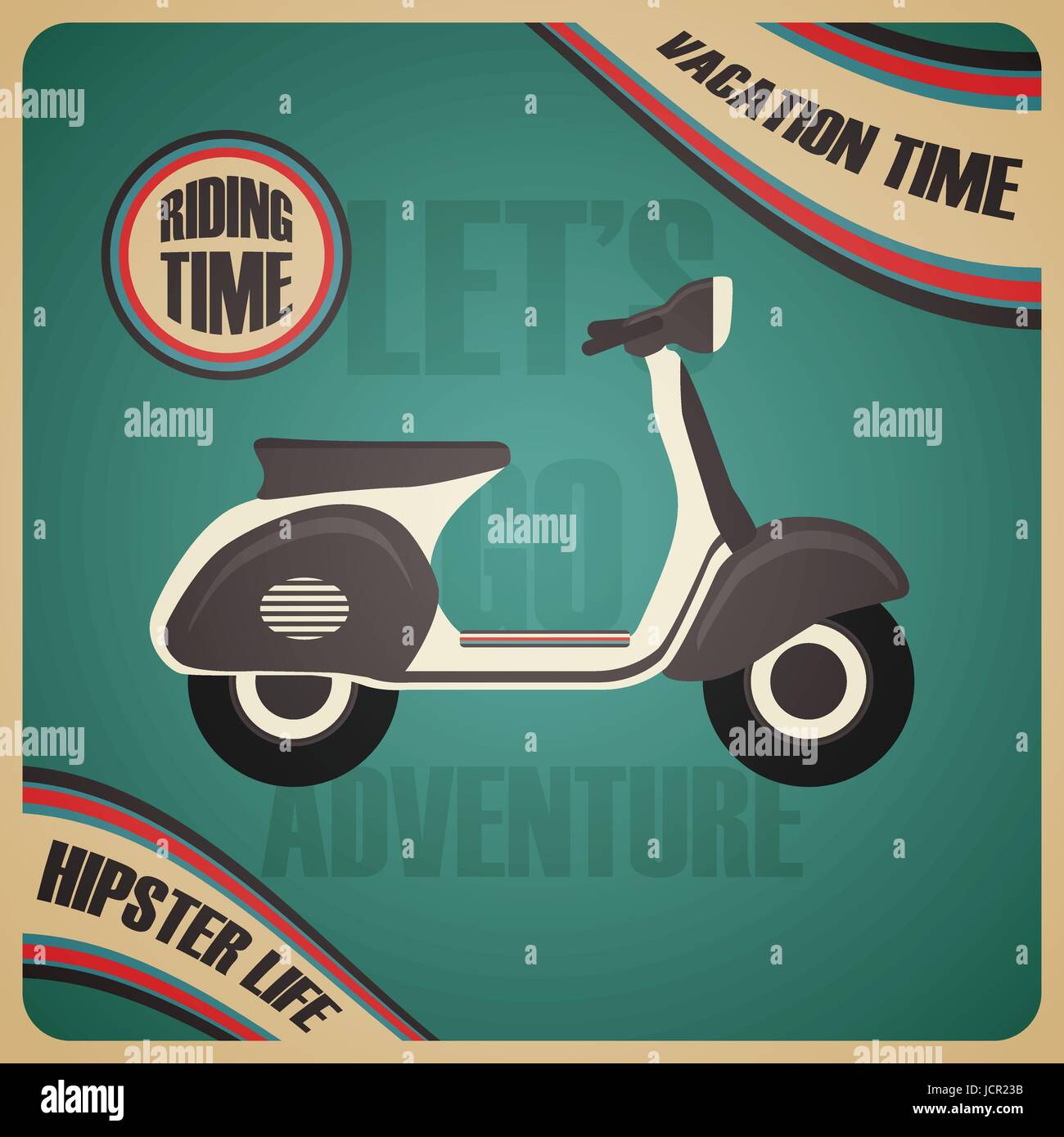Vintage scooter poster, tempo di vacanza Immagine e Vettoriale - Alamy