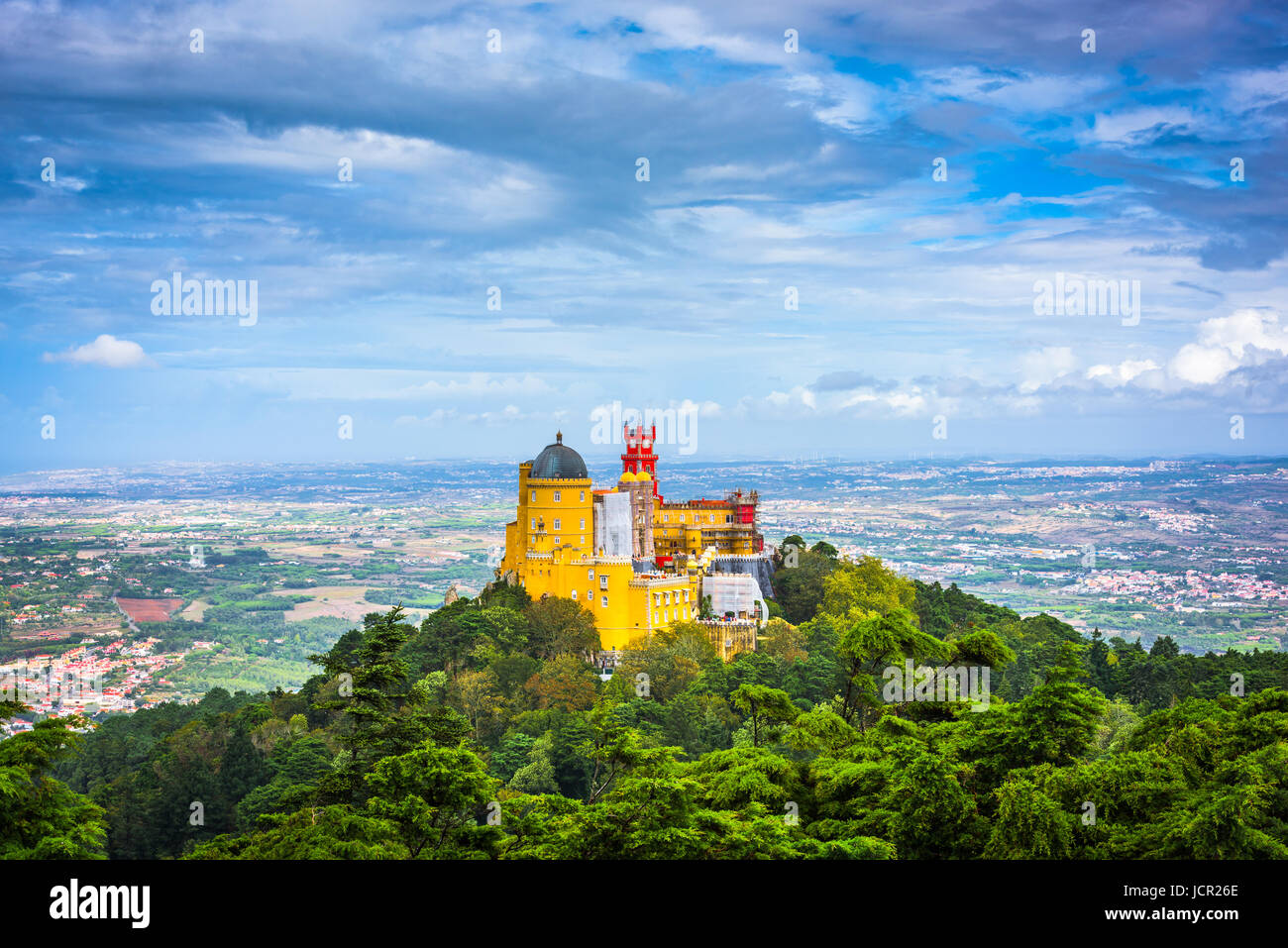 Sintra, Portogallo al pena il Palazzo Nazionale. Foto Stock
