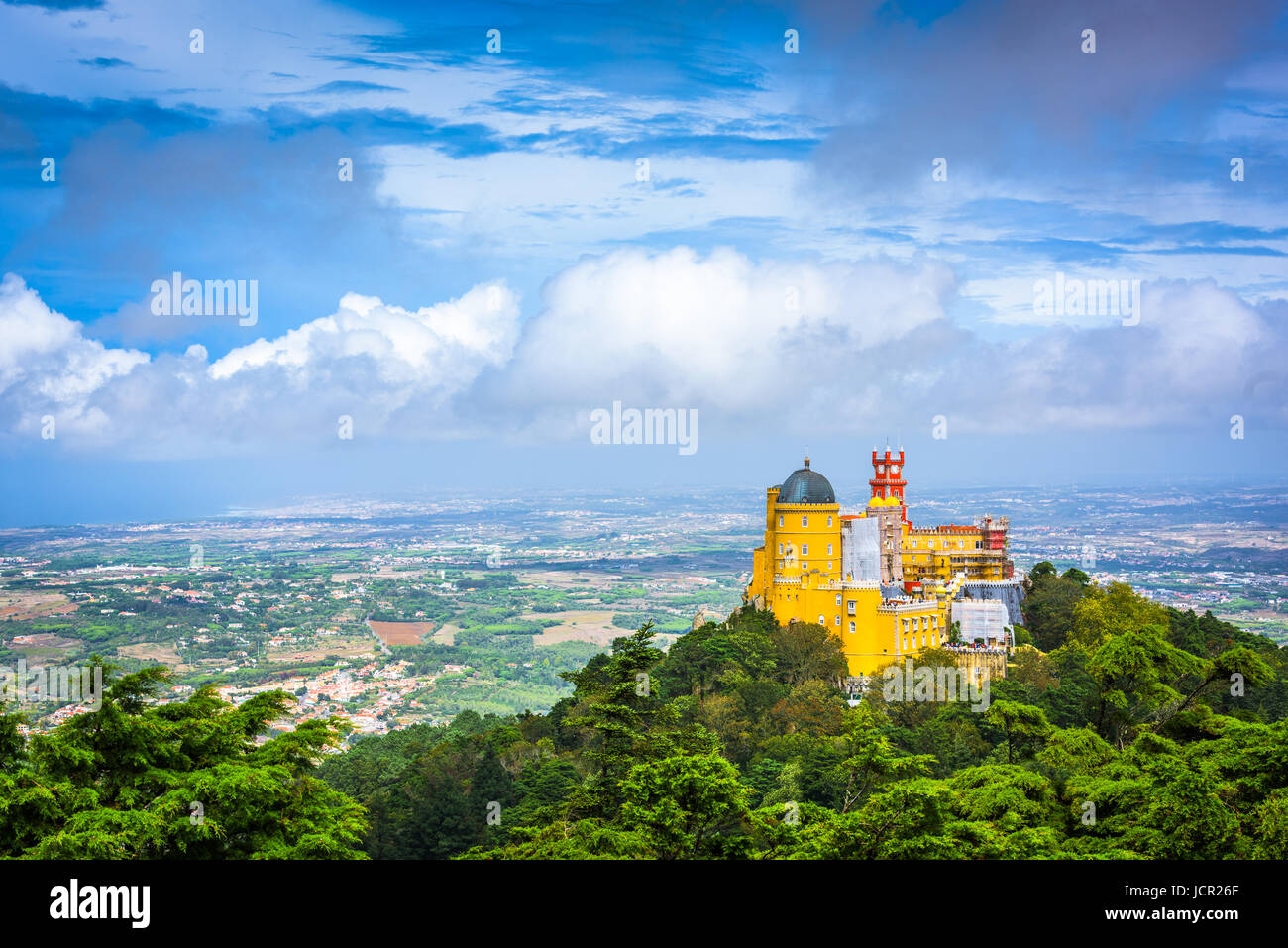Sintra, Portogallo al pena il Palazzo Nazionale. Foto Stock