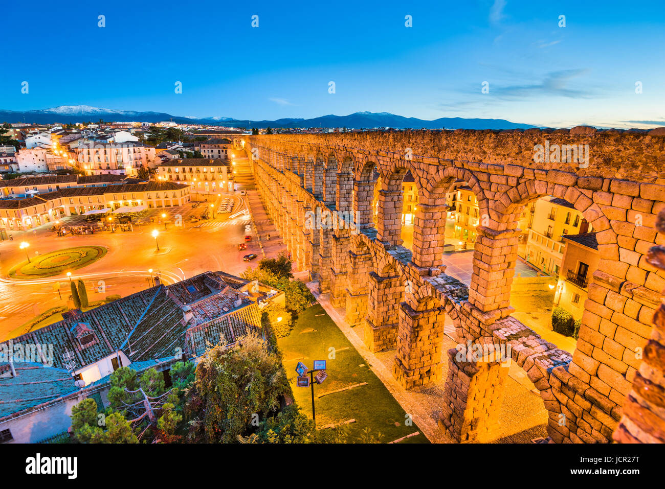 Segovia, Spagna a th antico acquedotto romano. Foto Stock