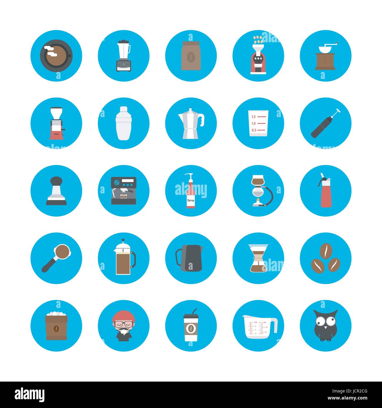 Set di attrezzature da caffè icona,isolati su sfondo bianco Illustrazione Vettoriale