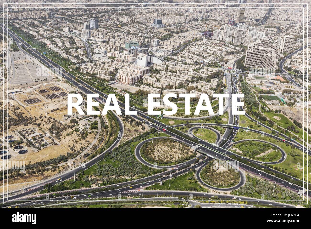 Parola immobiliare. vista di Tehran. Foto Stock