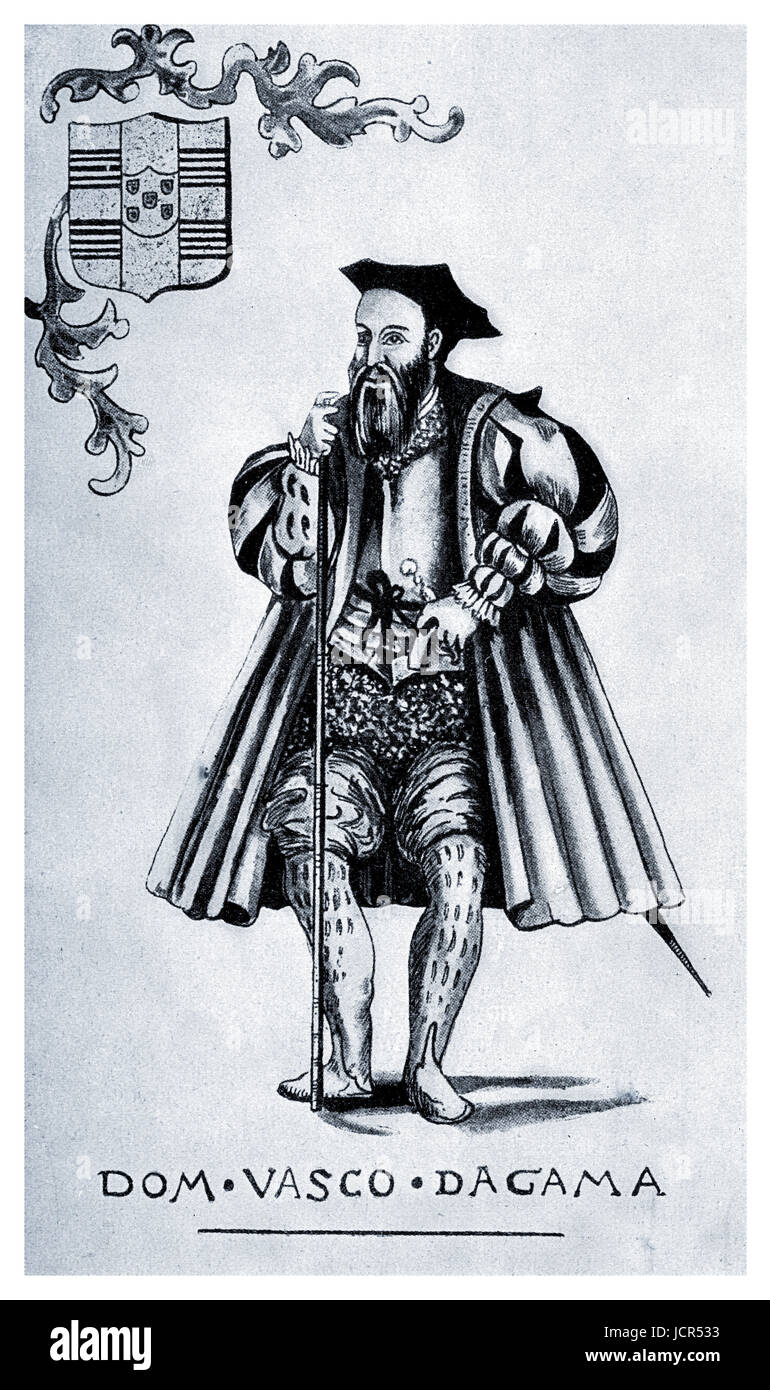 Vasco da Gama, esploratore portoghese (1460 - 1524) e la gente di mare che ha scoperto la via del mare in India Foto Stock