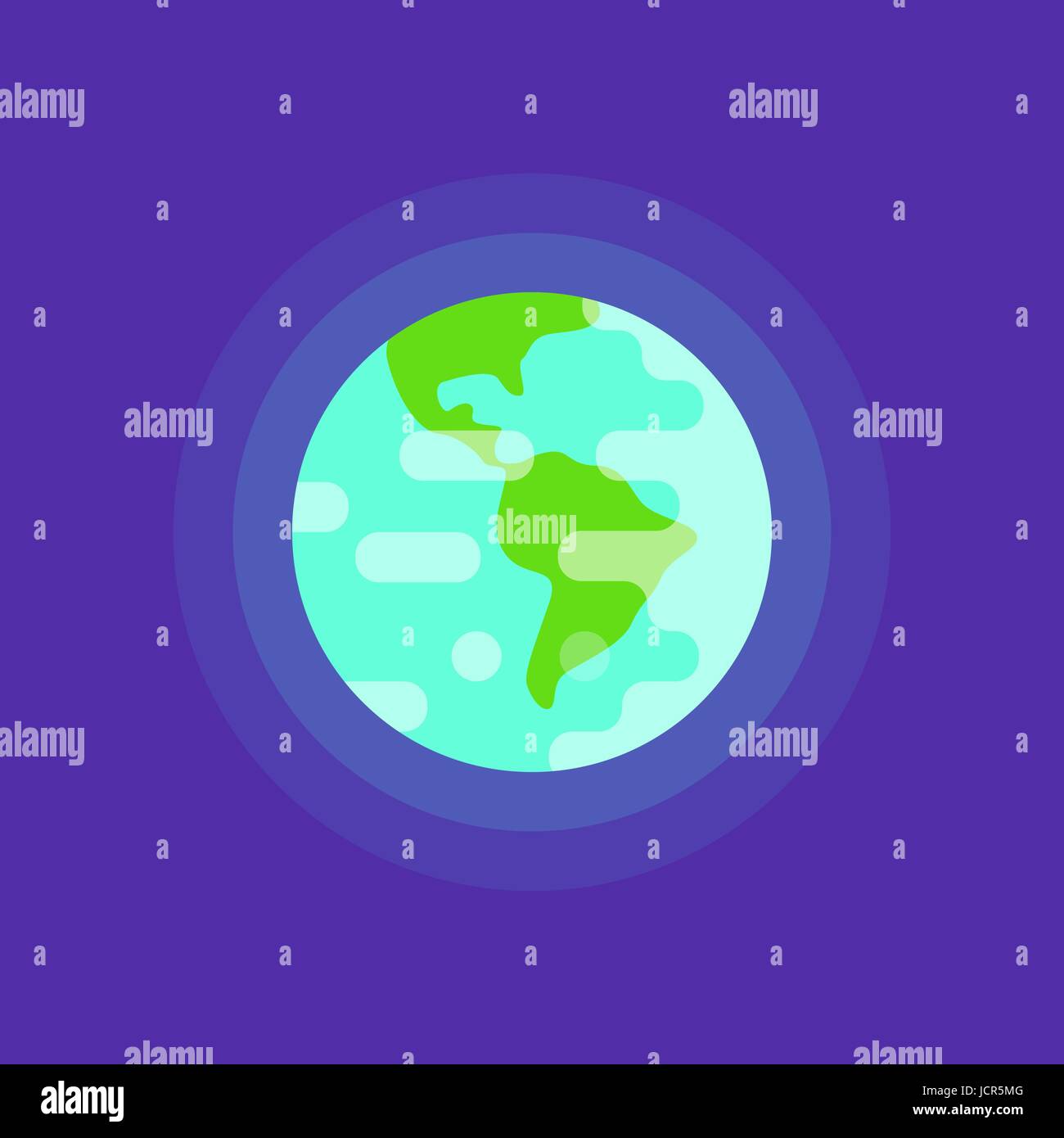 Vettore piatto semplice illustrazione dello stile del pianeta Terra. Icona del Web. Illustrazione Vettoriale