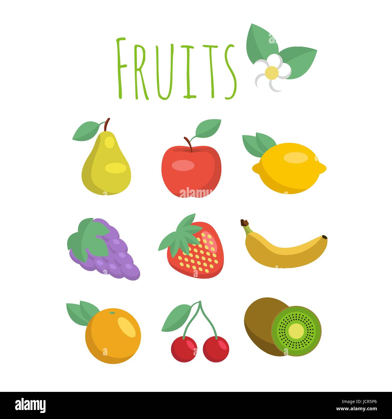 Set di vettore icone di frutta Illustrazione Vettoriale