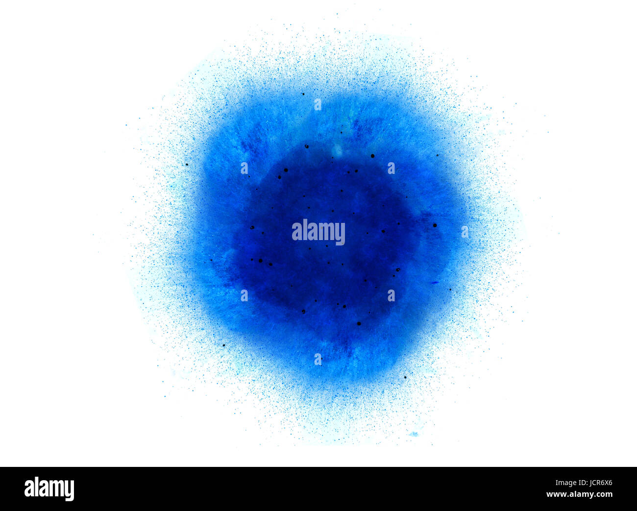 Astratto, blu esplosione di fuoco contro uno sfondo bianco Foto Stock