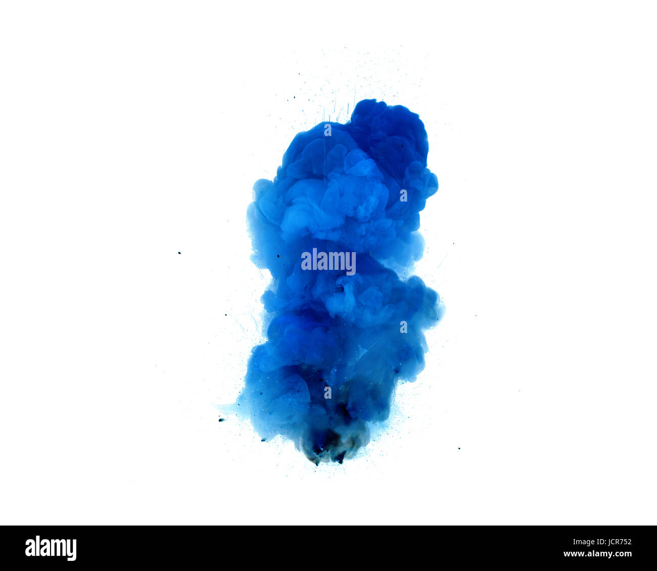 Astratto, blu esplosione di fuoco contro uno sfondo bianco Foto Stock