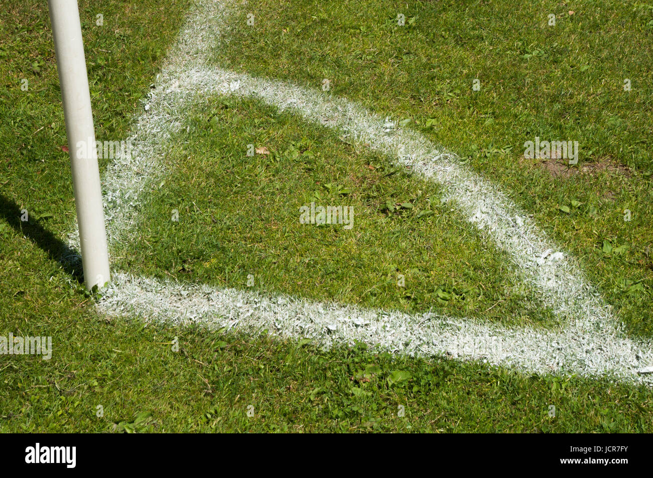 Angolo di un campo di calcio Foto Stock