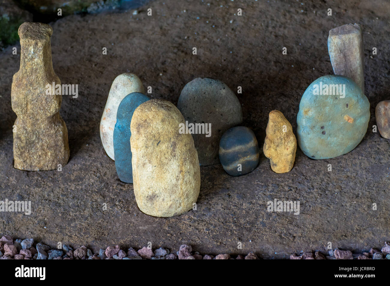 Pietra megalitico di rappresentanze in Dombate Dolmen Foto Stock