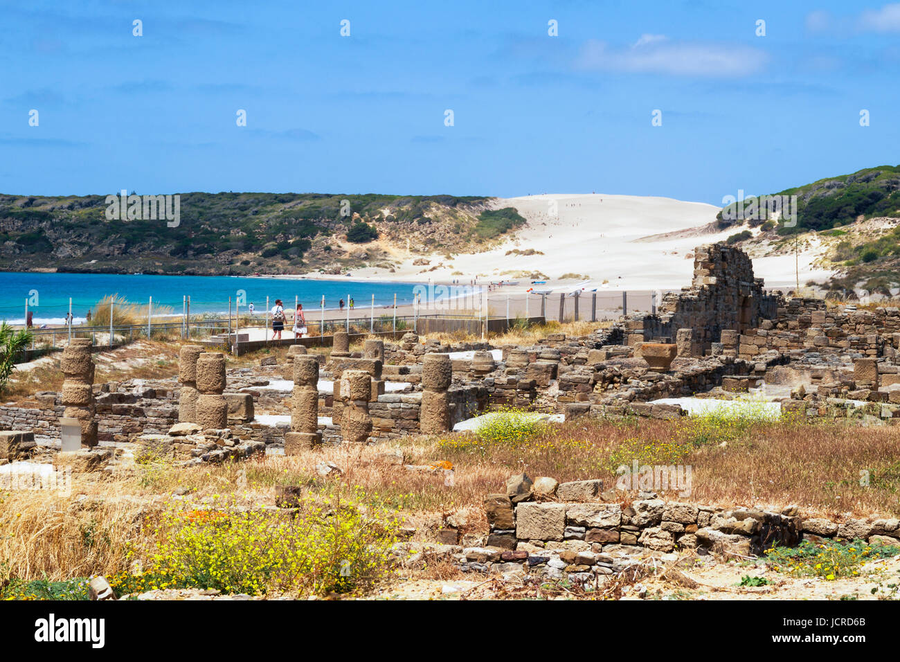 Bolonia, Costa de la Luz, la provincia di Cadiz Cadice Andalusia. Parte dei resti della città romana di Baelo Claudia. Foto Stock