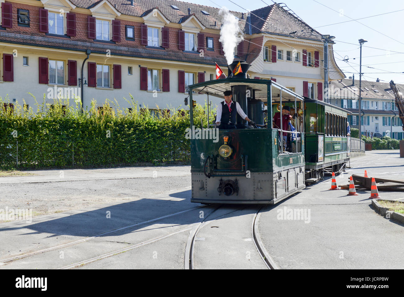 Berna tram a vapore e rimorchio -2 Foto Stock