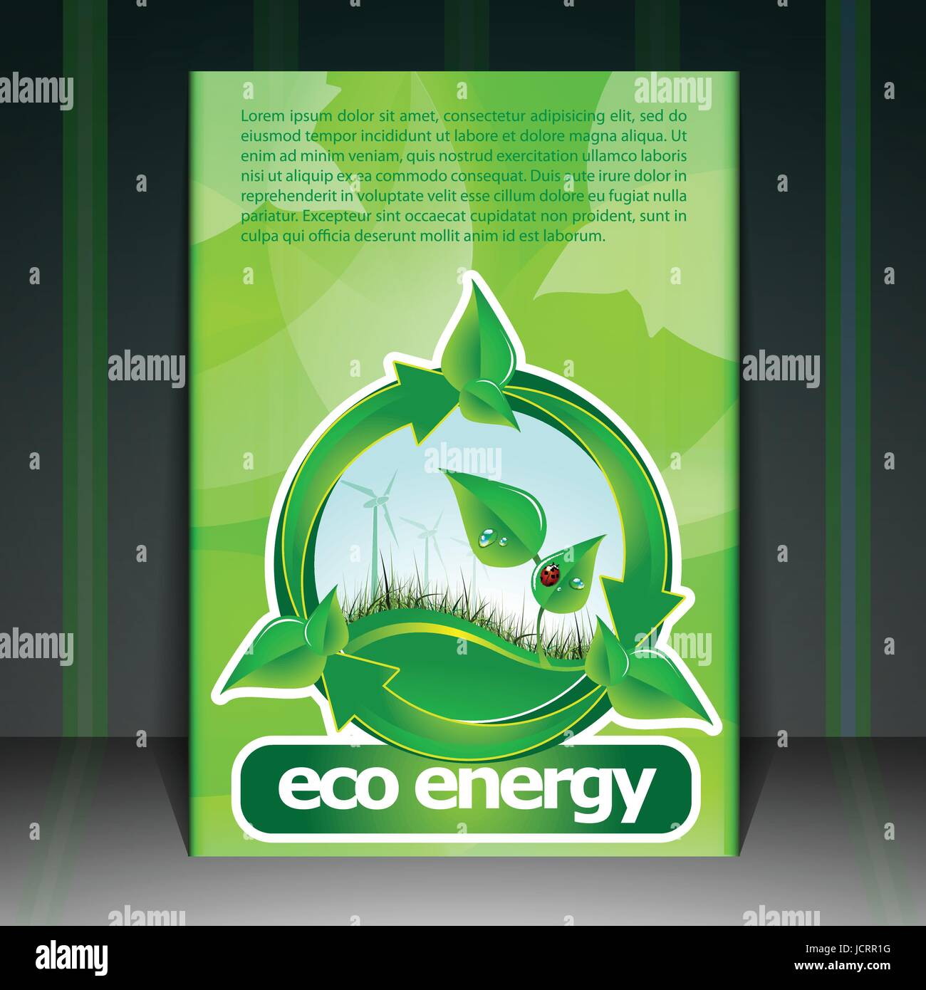 Eco Flyer o Cover Design - Riciclaggio, fonti di energia rinnovabili, naturali ecocompatibili, mondiale ecologico Cartella Business, brochure, volantini, brochure Illustrazione Vettoriale