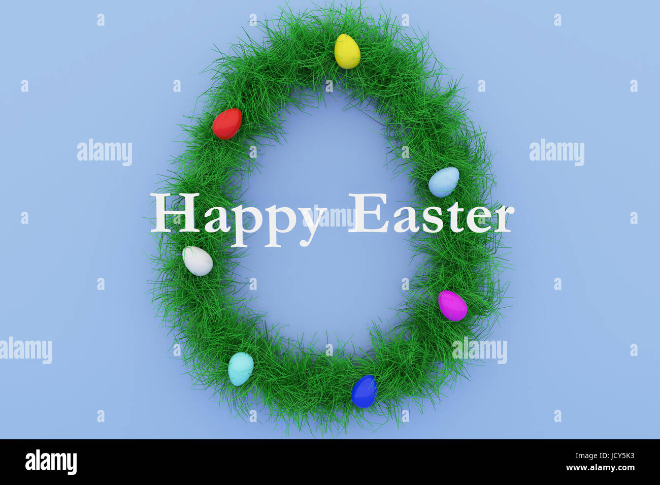 3d'illustrazione; forma di uovo con il testo "Felice Pasqua" Foto Stock