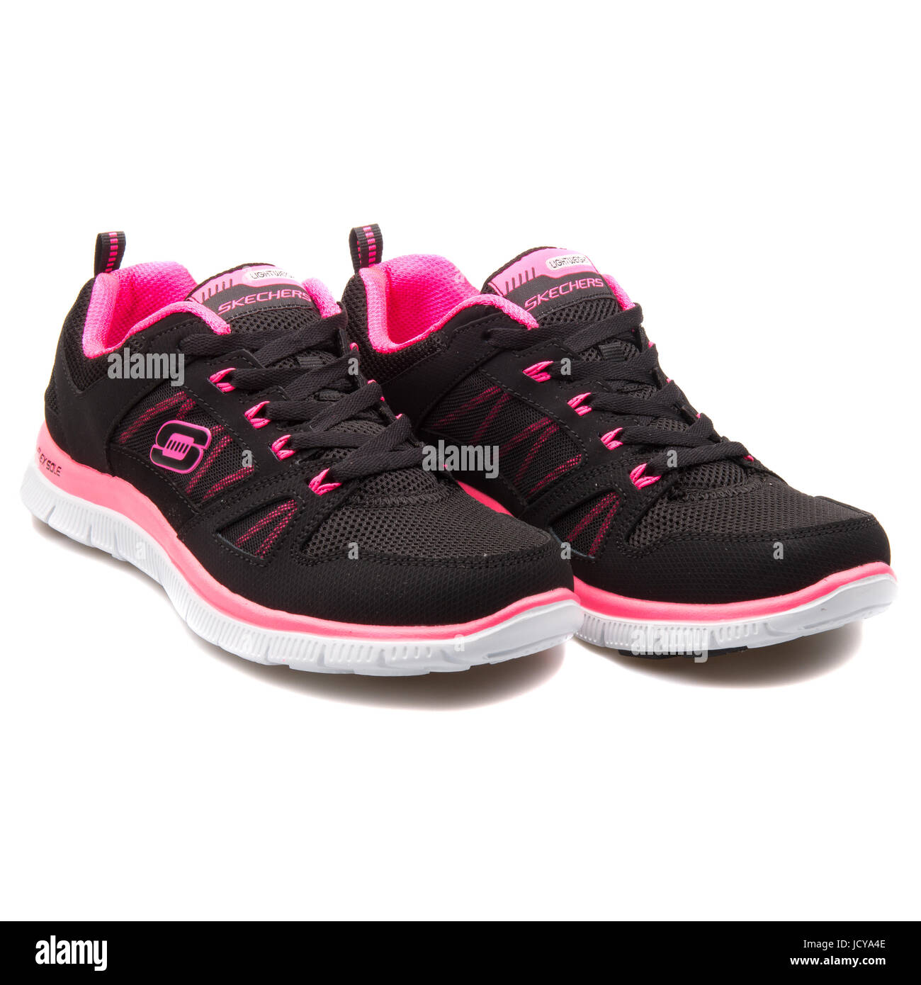 Skechers Flex appello febbre a molla nero e rosa caldo donna scarpe running  - 11727-BKHP Foto stock - Alamy