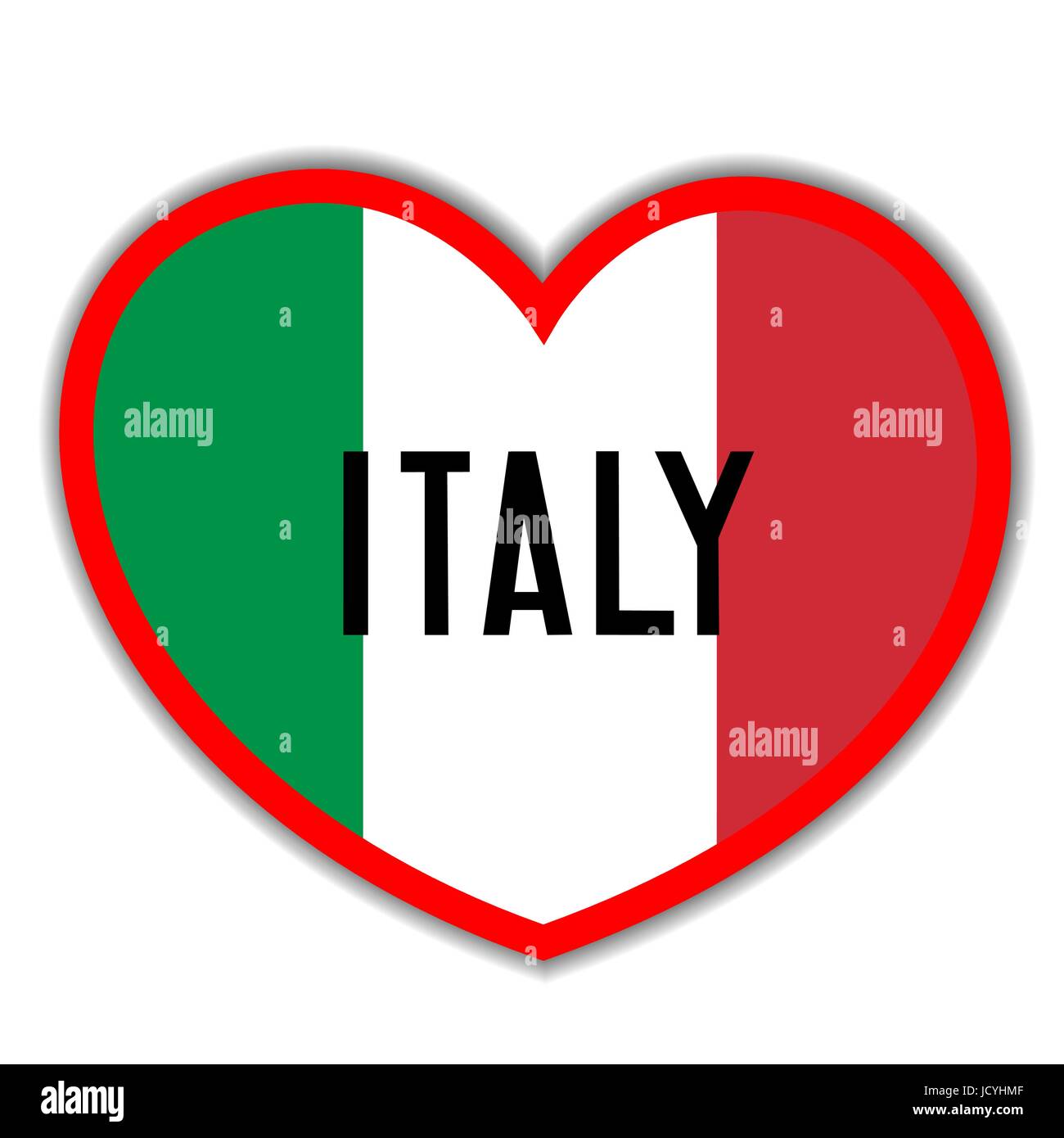 Segno di cuore con la bandiera italiana Io amo Italia Illustrazione Vettoriale