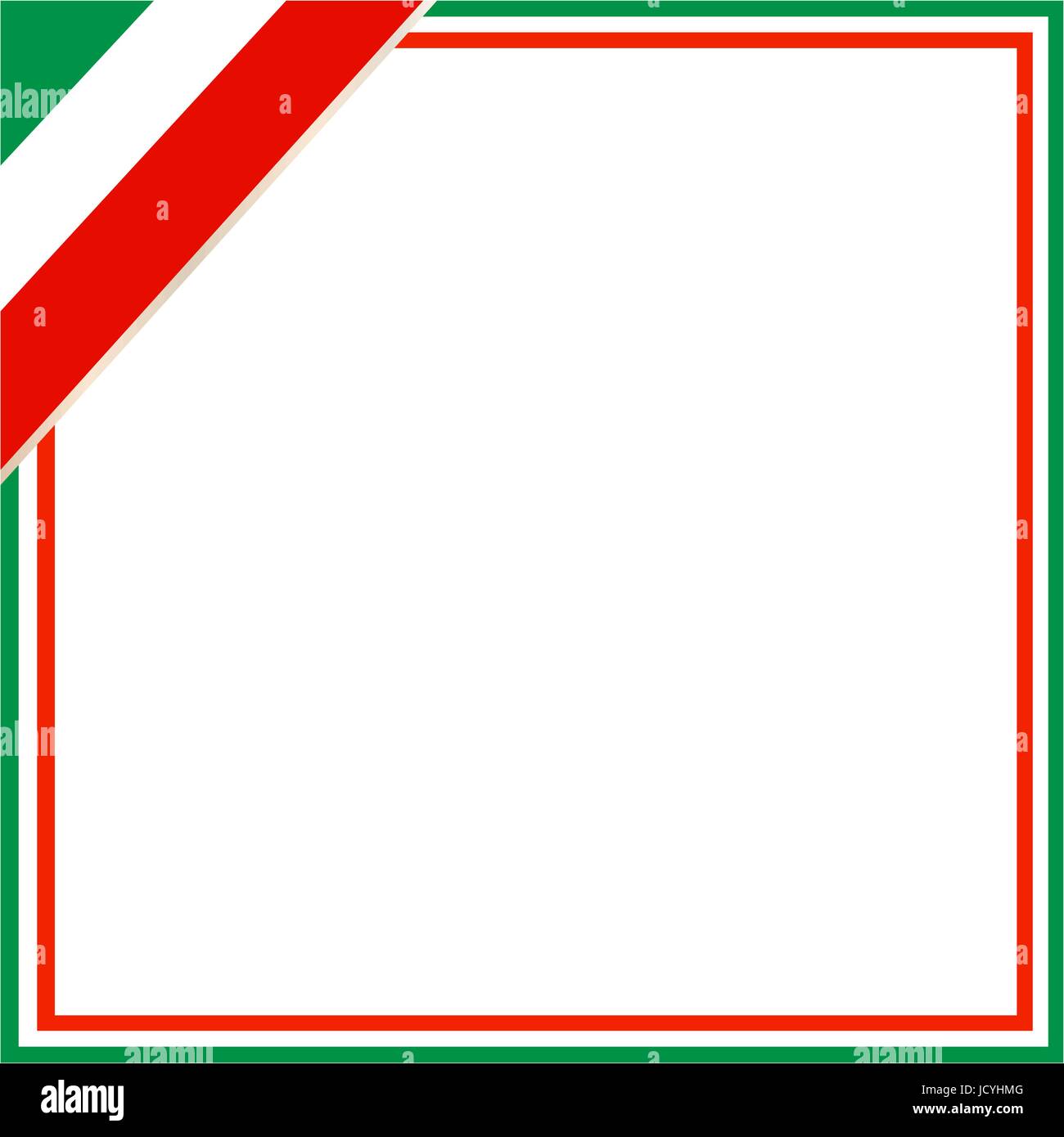 Cornice quadrata con la bandiera italiana in un angolo con uno spazio vuoto per il testo e le immagini Illustrazione Vettoriale