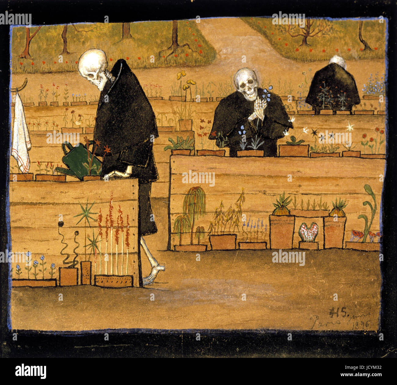 Hugo Simberg, il giardino della morte 1896 olio su tela. Acquerello, guazzo. Ateneum, Helsinki, Finlandia. Foto Stock