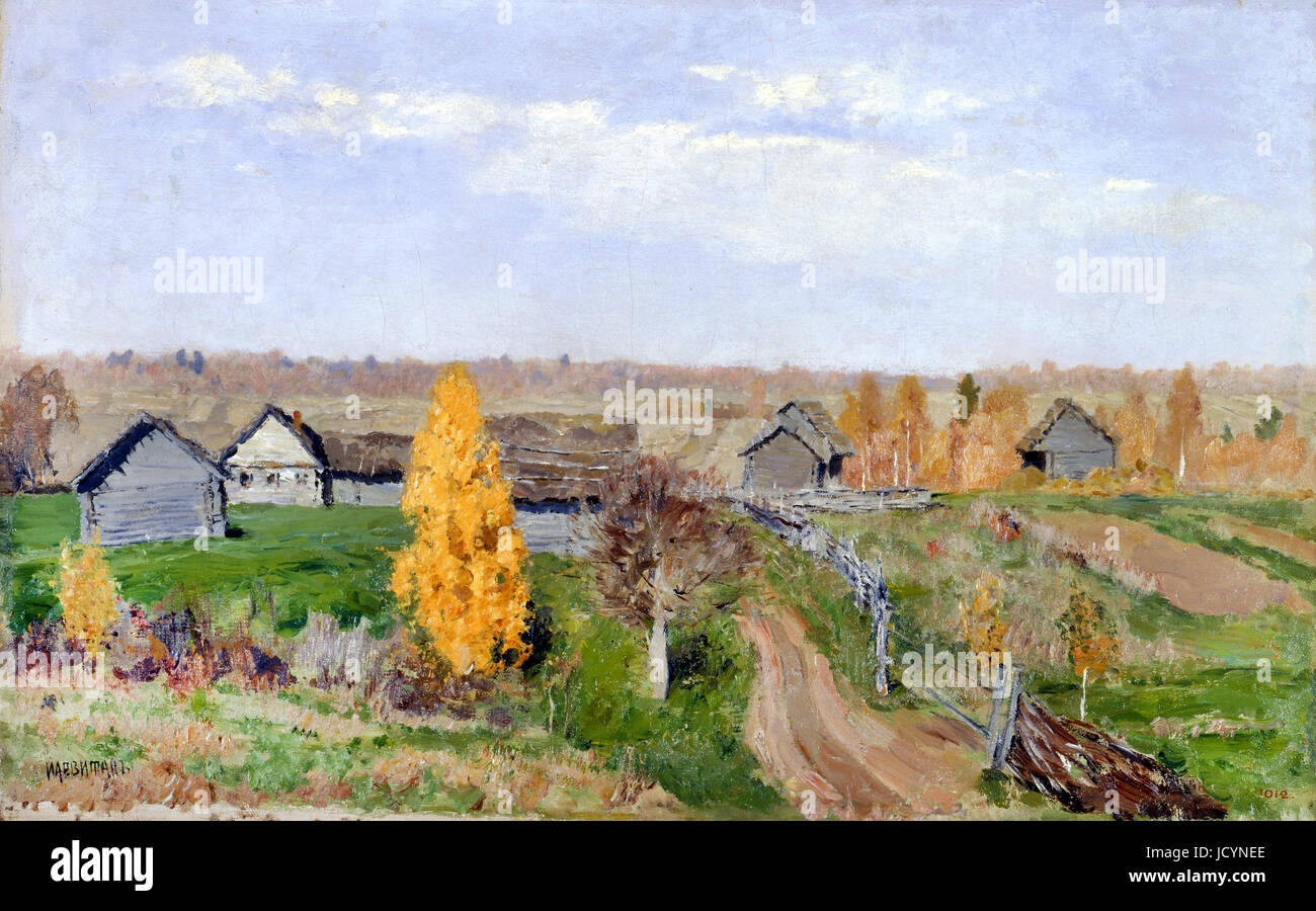 Isaac Levitan, Autunno dorato. Slobodka 1889 olio su tela. State Russian Museum di San Pietroburgo, Russia. Foto Stock