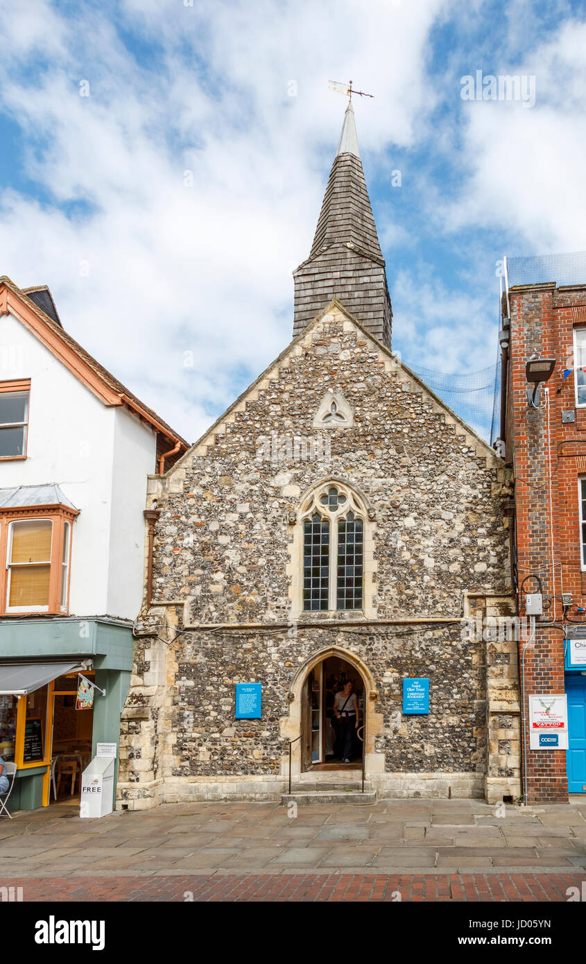 Chiesa sassone di St Olave, ora una libreria cristiana, la più antica costruzione a Chichester, una città e capoluogo di contea di West Sussex, south coast Inghilterra, Regno Unito Foto Stock