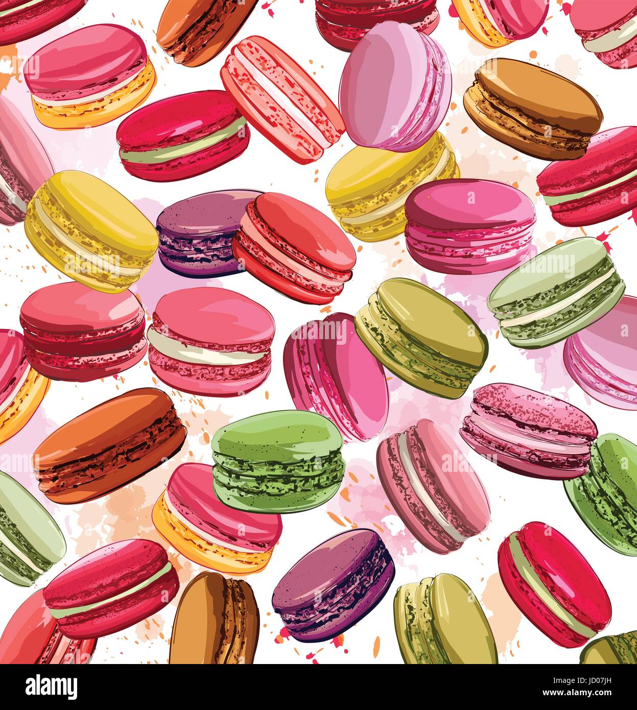 Francese colorati macaron insieme cookies - illustrazione vettoriale Illustrazione Vettoriale